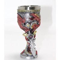 Ejderha Ve Kılıç Temalı 3d Kabartmalı Çelik Kadeh Bardak