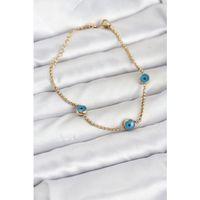 316L Çelik Gold Renkli Nazar Boncuk Model Kadın Bileklik