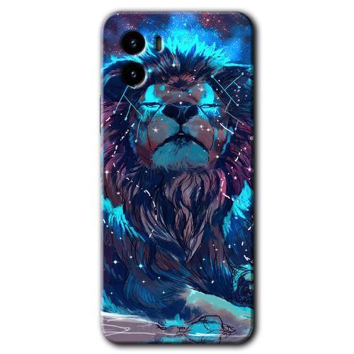 Vivo Y15s HD Baskılı Kılıf + 9D Tam Ekran Koruyucu - Neon Aslan