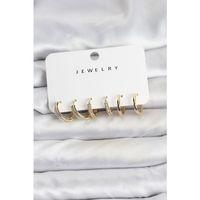 Zirkon Taşlı Gold Renk Pirinç Kadın Küpe Seti - TJ-BKP11481