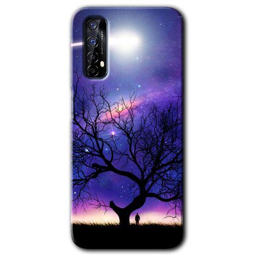 Realme 7 Kılıf HD Desen Baskılı Arka Kapak - Uzay Silüet + Kırılmaz Cam