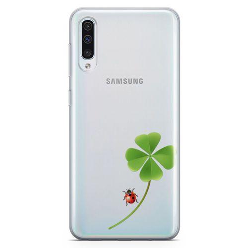 Samsung Galaxy A50 Kılıf UğurBöceği Yonca Arka Kapak Koruma Desenli Full Koruyucu