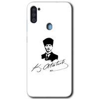 Samsung Galaxy A11 Kılıf Baskılı Kapak - Kemal Atatürk İmza + 5D Tam Kaplayan Cam