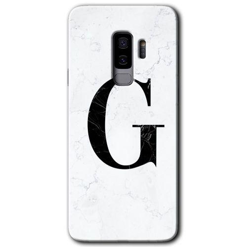 Galaxy S9 Plus Kılıf HD Desen Baskılı Arka Kapak - Beyaz Mermer Desenli G Harfi + Kırılmaz Cam