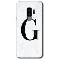 Galaxy S9 Plus Kılıf HD Desen Baskılı Arka Kapak - Beyaz Mermer Desenli G Harfi + Kırılmaz Cam