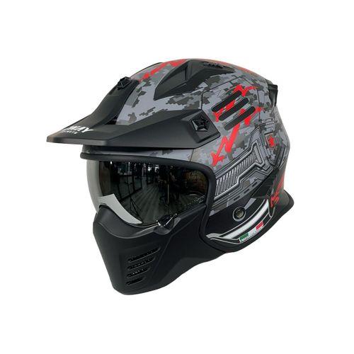 Kask Fullface Tokyo X2 Trooper Sway Gri-Kırmızı XL