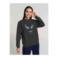 venom Alevli Baskılı Füme Antrasit Kadın Sweatshirt