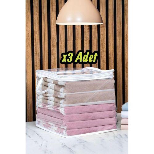 3 Adet Mini Şeffaf Hurç Havlu Giysi Iç Çamaşırı Düzenleyici Saklama Çantası 25x25cm