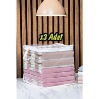 3 Adet Mini Şeffaf Hurç Havlu Giysi Iç Çamaşırı Düzenleyici Saklama Çantası 25x25cm