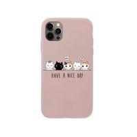 iPhone 12 Pro Şirin Kedicikler Premium Pembe Lansman Silikonlu Kılıf