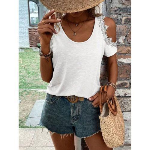 Kadın Omuzlardan Açık Yuvarlak Yakalı Viskon Bluz