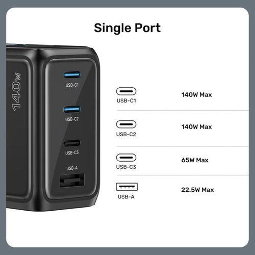 UNITEK REXO 140W 4 PORTLU AKILLI EKRANLI GAN SARJ CİHAZI (P1132ABK01-EU)