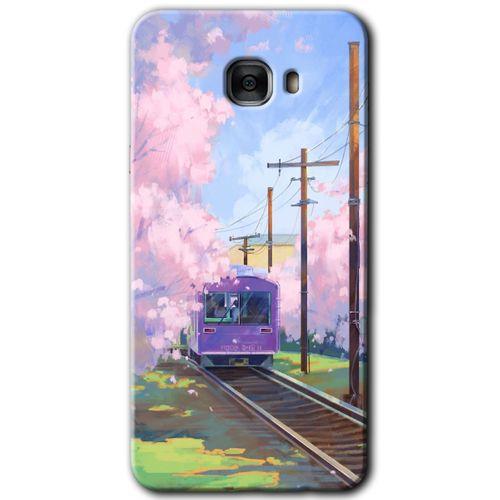 MRCİLETİSİM Samsung Galaxy C9 Pro Kılıf HD Desen Baskılı Arka Kapak + Temperli Cam - Rails Paint