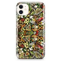 Apple iPhone 11 Kılıf İtalyan Yemekleri Doodle Arka Kapak Koruma Desenli Full Koruyucu