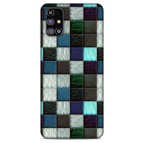 Samsung Galaxy M31s Kılıf Patchwork (46) Core Armor Kılıf Gri Cam Göbeği
