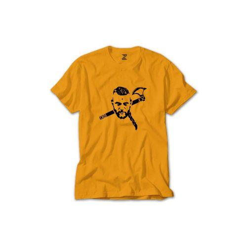 Vikings Ragnar Stencil Renkli Tişört Sarı Renkli