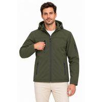Erkek Su Geçirmez Softshell İçi Polar Astarlı Çıkarılabilir Kapüşonlu 4 Cepli Mont Ceket - Haki
