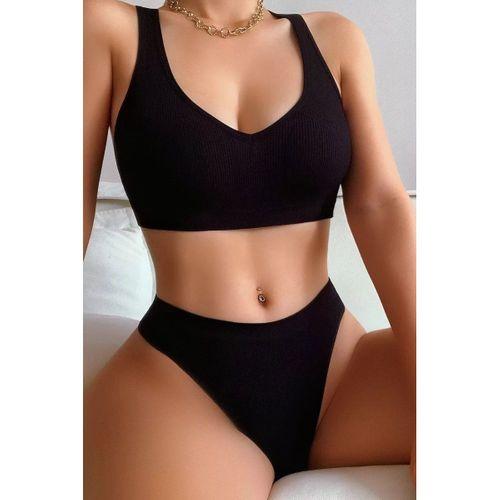 Kadın Siyah Desteksiz Seamless Tangalı İç Çamaşır Takımı