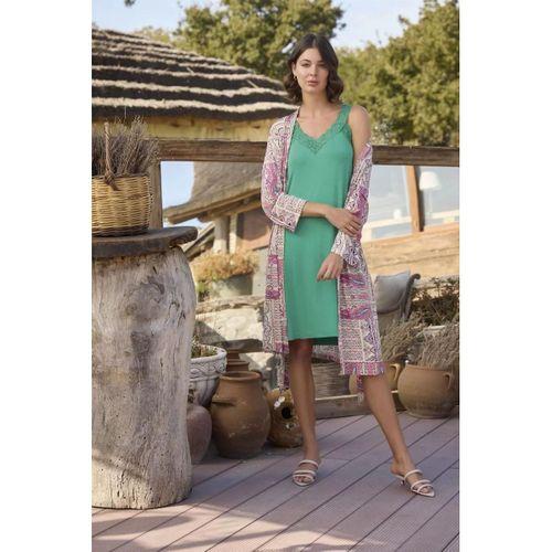 Etnik Deseni Ve Dantelli Sabahlık Takımı