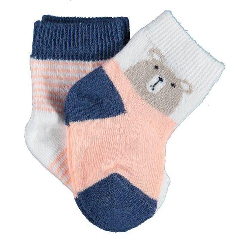 Bibaby Bibaby Biorganic Hello Teddy Bear 2'Li Kız Çorap 68404 Ekru Somon