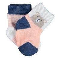 Bibaby Bibaby Biorganic Hello Teddy Bear 2'Li Kız Çorap 68404 Ekru Somon