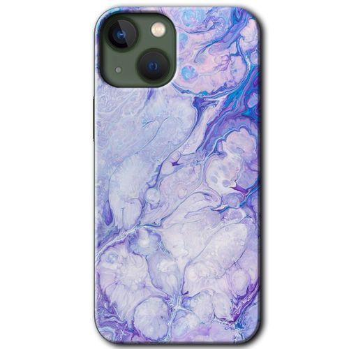 MRCİLETİSİM iPhone 13 Kılıf Baskılı Kapak - Spots Lilac + 5D Tam Kaplayan Cam