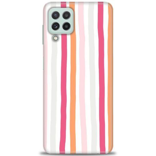 Samsung Galaxy M22 Kılıf HD Baskılı Kılıf - Pembe Çubuklar + Tam Ekran Koruyucu