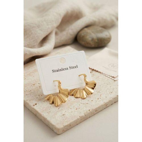 316L Çelik Gold Renk Yelpaze Model Küpe