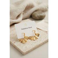 316L Çelik Gold Renk Yelpaze Model Küpe