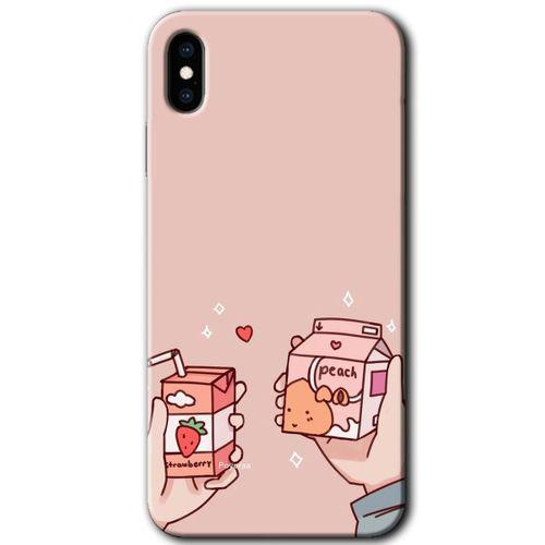 BeRa Aksesuar iPhone Xs Max Kılıf Baskılı Kapak - Meyveli Süt +Tam Kaplayan Mat Seramik