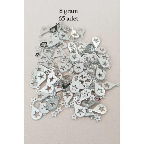 Oya Abiye Bileklik Kolye Pleksi Metalik Plastik Pul Gümüş Renk 8 gram 65 adet - BNC521