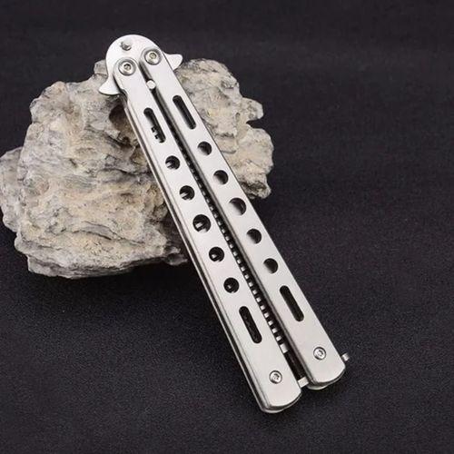 Gri Katlanabilir Paslanmaz Çelik Kelebek Bıçak Tasarımlı Tarak