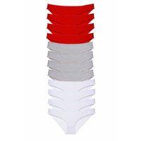 12 adet Süper Eko Set Likralı Kadın Slip Külot Kırmızı Gri Beyaz