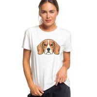 Dog Head Köpek Baskılı Beyaz Kadın Tshirt
