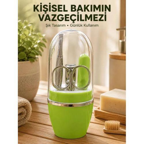 Taşınabilir Yeşil Manikür Seti Kapsüllü Kişisel Bakım Çantası