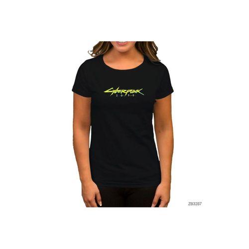 Cyberpunk 077 Logo Siyah Kadın Tişört
