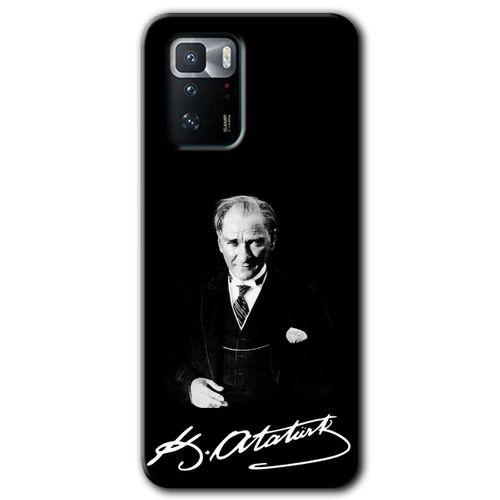 Poco x3 GT Kılıf HD Desen Baskılı Arka Kapak + Temperli Cam - Atatürk İmza