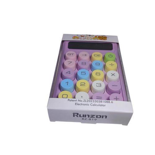 RUNZON PEMBE 10 HANE RENKLİ YUVARLAK TUŞ TAKIMI HESAP MAKİNESİ