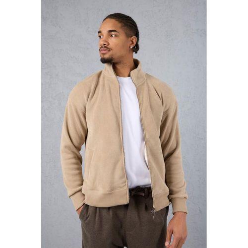 Ron Selanik Örme İçi Peluş Çift Fermuarlı Dik Yaka Erkek Hırka Sweatshirt  - Bej