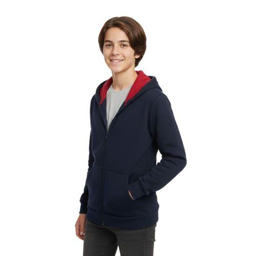 Lacivert Fermuarlı Kapüşonlu Cepli Kız Erkek Sweatshirt BGL-ST05000