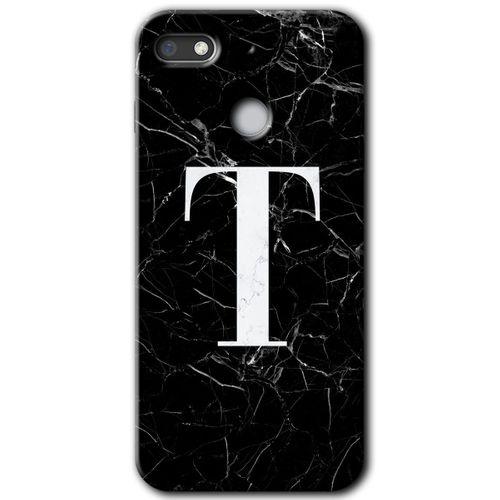 Potkal Hediye Fabrikası General Mobile GM 8 Go HD Baskılı Kılıf + 9D Tam Ekran Koruyucu - Siyah Mermer Desenli T Harfi