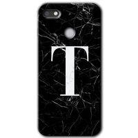 Potkal Hediye Fabrikası General Mobile GM 8 Go HD Baskılı Kılıf + 9D Tam Ekran Koruyucu - Siyah Mermer Desenli T Harfi