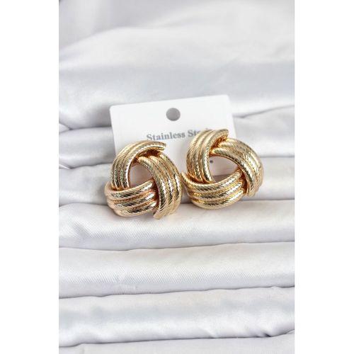 316L Çelik Gold Renk Sarmal Model Kadın Küpe