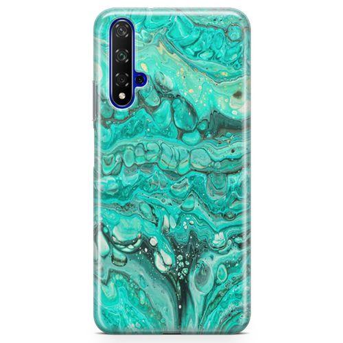 Honor View 20 Kılıf Su Yeşili Mermer Arka Kapak Koruma Desenli Full Koruyucu