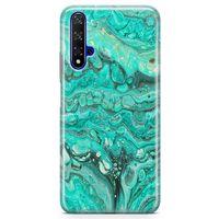 Honor View 20 Kılıf Su Yeşili Mermer Arka Kapak Koruma Desenli Full Koruyucu