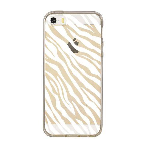 iPhone 5 Zebra Pattern Premium Şeffaf Silikon Kılıf Beyaz Baskılı