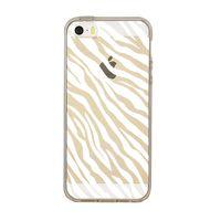 iPhone 5 Zebra Pattern Premium Şeffaf Silikon Kılıf Beyaz Baskılı