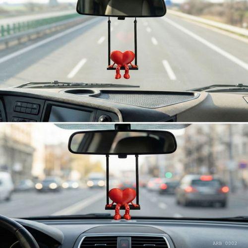 Salıncaklı Kalp Figürlü Dikiz Aynası Süsü Araç İçi Dekoratif Asma Aksesuar