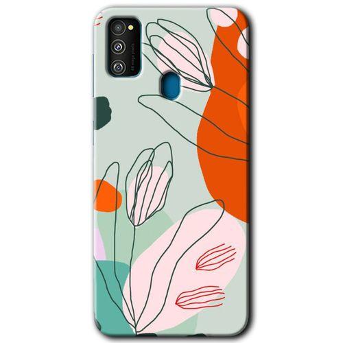 MRCİLETİSİM Samsung Galaxy M30s Kılıf Baskılı Kapak - Vektör Çiçekler +Tam Kaplayan Mat Seramik