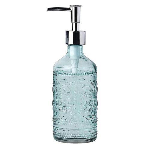 Cam Sıvı Sabunluk Mavi 7X7X21Cm 350Ml